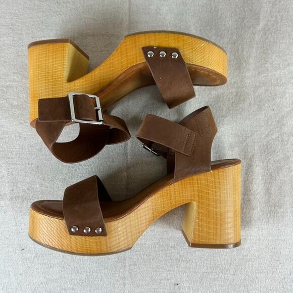 Mia Womens Platform Sandals Size 7.5M Chunky Sabrinda Faux Leather Straps Clogs - Picture 4 of 11